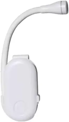 Productafbeelding van LED-lamp, oplaadbare LED-klemleeslamp, wit, met 3 helderheidsniveaus, 360° flexibele voet, 24 uur batterijduur.