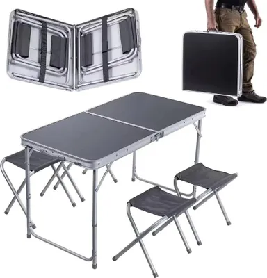 Produktbild von Camping Tisch mit Klappstühlen, Klapptisch + 4 Stühle