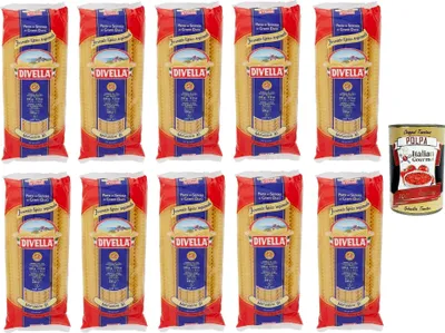 Produktbild von Divella Mafaldine 81 Hartweizen Pasta 10 x 500 g typisch italienische Nudeln für Saucen und Aufläufe Vorratspack + Italian Gourmet polpa
