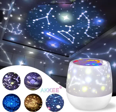 Produktbild von LED Projektor Sternenhimmel Lampe Sternenhimmel Kinder Nachtlampe Sternenhimmel Lampe mit Wasserwellen-Welleneffekt Lautsprecher
