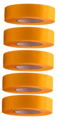 Immagine prodotto di 5 rotoli di nastro adesivo professionale oro 50 m x 24 mm - nastro crespo oro per pittori - nastro per mascheratura per pittori e decoratori - crespo per interni ed esterni - crespo per pittori - nastro adesivo versatile per lavori di pittura