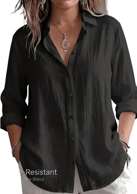 Productafbeelding van Currero Linnen Blouse Dames Zwart 3XL