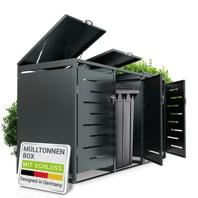 Produktbild von Juskys Mülltonnenbox Arel 3er - Metall Gartenbox abschließbar - Anthrazit