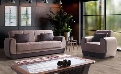 Produktbild von Sofagarnitur 3+1 Sitzer Textil Holz Sofa 3 Sitzer Modern Sessel Komplett Set