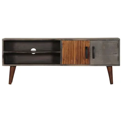 Image de vidaXL Armoire TV Gris 130x30x46 cm Bois massif de manguier rugueux