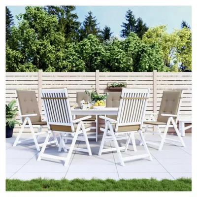 Produktbild von Gartenstuhlauflagen für Hochlehner 6 Stück, Sitzauflagen für Gartenstühle, UV-beständige Polsterauflagen, Taupe Stoff