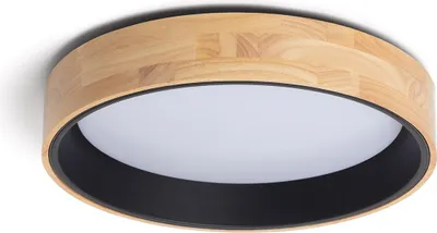 Produktbild von LED-Deckenleuchte 20W Rund Holz und Aluminium Ø470 mm CCT Wählbar Dari Schwarz