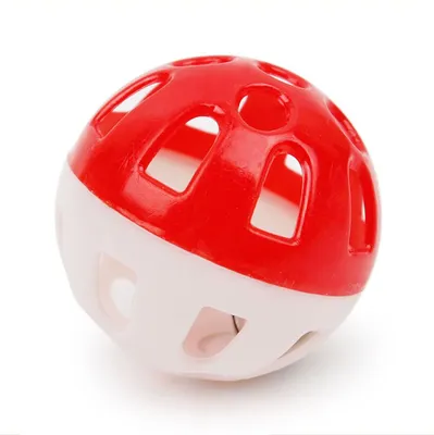Image de Balle en plastique pour chats avec clochette 4cm rouge