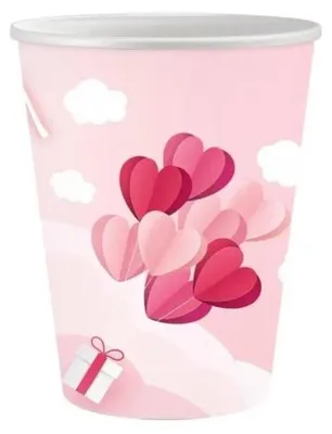 Productafbeelding van Papieren bekers met liefdesmotief, 250 ml, 6 stuks - Godan
