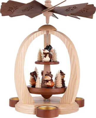 Produktbild von 2-stöckige Pyramide Waldleute zur Weihnachtszeit - Exklusiv (26cm) von Erzgebirge-Palast