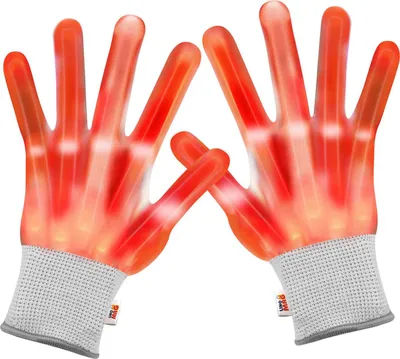 Produktbild von LED-Handschuhe für Erwachsene, Linomag®, 3 Beleuchtungsmodi, Röntgeneffekt, Rot