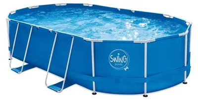 Produktbild von Mountfield ELITE METAL FRAME OVAL POOL - 6,10 x 3,66 x 1,22 m mit 12-V-Filterpumpe - 5,7 m³ Klapptritt Abdeckung und Bodengewebe