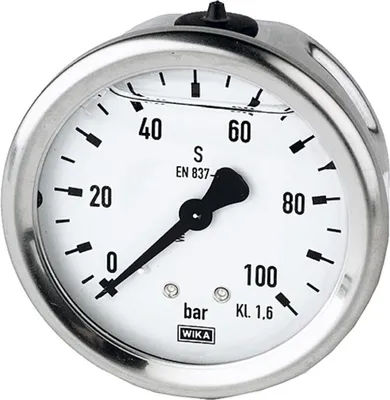 Produktbild von Riegler Glyzerinmanometer, CrNi-Stahl, G 1/4 hinten zentr., 0 - 6,0 bar, Ø 63
