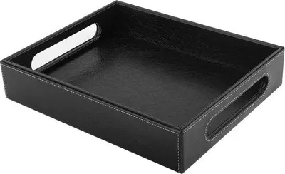 Produktbild von Schönheits-Organizer mit Griffen Dekorative Ablage für Schmuck und Schlüssel Küchen- und Badezimmerschrankware in schwarzem Leder