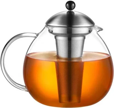Image de Théière Glaser 2000 ml en acier inoxydable avec filtre en verre borosilicaté