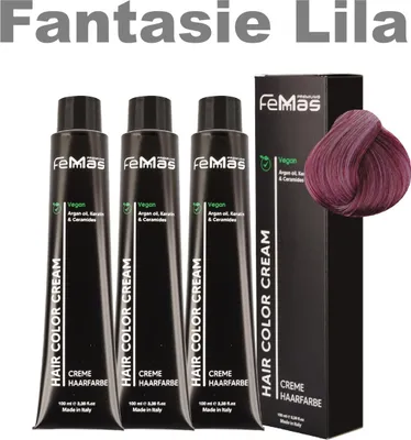 Produktbild von FemMas Haarfarbe mit Arganöl Fantasie Lila | 3x100 ml