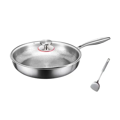 Produktbild von Titan Bratpfanne mit Deckel und Spatel,Antihaft Gehämmerter Wok Titanpfanne, Titanpfanne-Nutrition zum Kochen, für Küche und Camping, 28CM