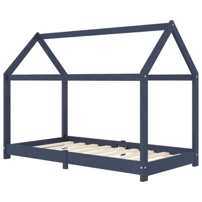 Produktbild von Kinder-Bettgestell Grau Massivholz Kiefer 70 x 140 cm