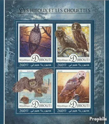 Produktbild von Briefmarken Dschibuti 2016 Mi 1129-1132 Kleinbogen (kompl. Ausg.) postfrisch Eulen