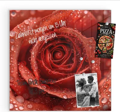 Produktbild von Magnettafel 50x50cm Pinnwand Whiteboard beschreibbar - Wassertropfen Rose