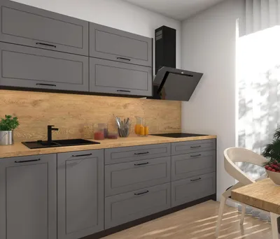 Produktbild von Modulare Küchenzeile KVANTUM Küchenblock 240cm Farbe & Ausführung wählbar REJS Comfortbox Vollauszug dust grey matt lava