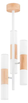 Zdjęcie produktu dla Lampa wisząca HIROCO jasne drewno-biała 6xE14x10W drewno wym:73x20x20cm IP20 Alfa