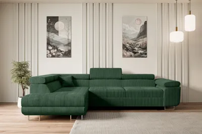 Produktbild von ALTDECOR Ecksofa mit Schlaffunktion und Bettkasten GUSA-L - 272x202x107 cm Grün - Corner Sofa Bett Eckcouch Couch L-Form Schlafcouch Ausziehbar Wohnlandschaft Schlafsofa Cauchsofa