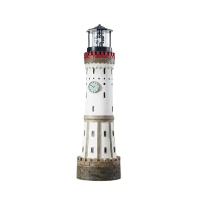 Produktbild von EUROtops Solar Leuchtturm Lindau – handbemalte Gartendeko mit rotierendem LED-Leuchtfeuer, Dämmerungssensor, 2 Solarpanels, IP44, 84 cm