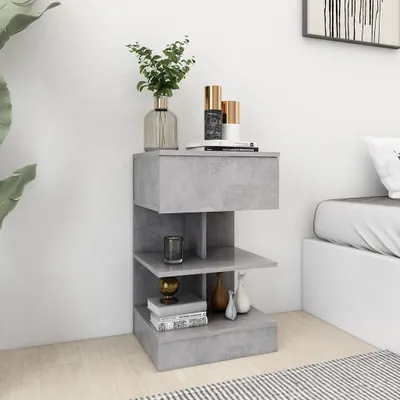 Image de vidaXL Table de nuit gris béton 40x35x65 cm Bois composite - Table de nuit - Tables de chevet - Commodes de nuit