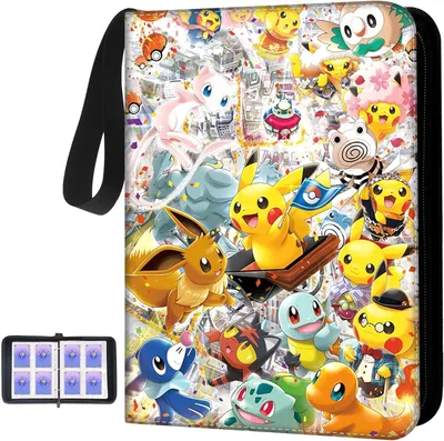 Produktbild von Pokémon Sammelkarten Album, Karten Sammelalbum & Trading Card Album - 400 Karten Kapazität 50 Seiten, Wasserdichtes Kartenordner mit Reißverschluss