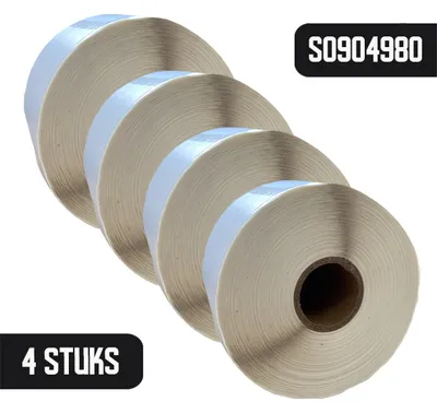 Produktbild von DULA - Dymo-kompatible Labels Weiß S0904980 - 104 x 159 mm - 220 Etiketten per rol - Verzendetiketten Extra Groot - 4 Rollen