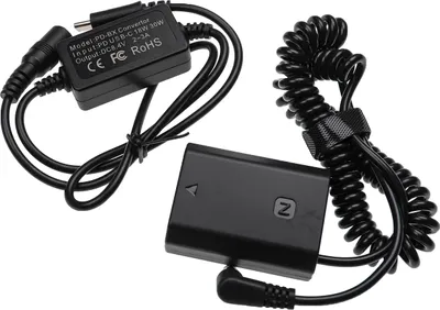 Produktbild von vhbw USB Netzteil kompatibel mit Sony Alpha ILCE-9M2 Kamera, Digitalkamera + DC Kuppler (Ersatz für NP-FZ100), 2m, Spiralkabel