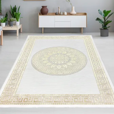 Produktbild von Teppich mit orientalischem Flair | | weiß gold Größe - 140 x 200 cm
