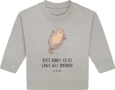 Produktbild von Mr. & Mrs. Panda Organic Baby Pullover Otter Umarmen 6. - 12. Monat - Heather Grey - Geschenk, gut Gelaunt, Optimistisch, glücklich, Hallo, Seeotter See, Bullover
