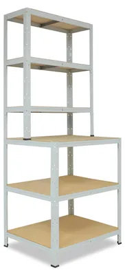 Image de shelfplaza OFFICE 190x100x60 cm Étagère rangement établi en gris clair avec 6 étagères et une capacité de charge de 145 kg par étagère
