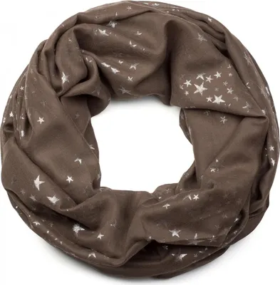 Produktbild von styleBREAKER Damen Loop Schal mit Metallic Sterne Print | Glitzer Schlauchschal ca. 89 x 75 cm | Leichter Rundschal für Frühjahr & Herbst