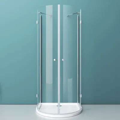 Produktbild von Mai & Mai Halbkreis Dusche 100x100cm U-Duschkabine inkl. Duschtasse & Ablaufgarnitur 6mm ESG-Sicherheitsglas mit Nano-Beschichtung Klarglas R03k