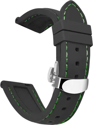 Image de Bracelet de montre en silicone noir, universel, étanche, avec boucle argentée, 18 mm