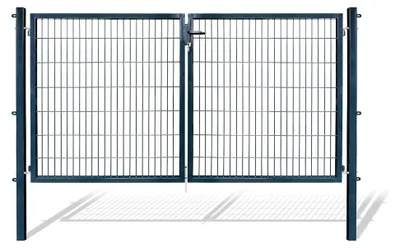 Produktbild von Doppelflügeltore für Stabmattenzaun, grün oder anthrazit, verschiedene Höhen verfügbar - inklusive Pfosten und passenden Anschlussstücken