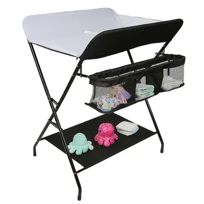 Image de WYCTIN Table à langer Combinaison de change pliable pour enfants 79*55.5*96cm (noir et blanc)