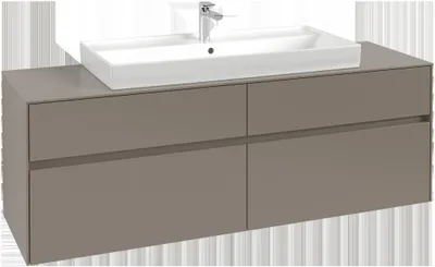 Image de Villeroy & Boch Collaro Meuble sous-lavabo, 4 tiroirs, lavabo au centre, montage mural, avec éclairage, 1600x548x500mm, C031B0AF