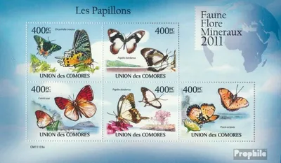 Produktbild von Briefmarken Komoren 2011 Mi 2971-2975 Kleinbogen (kompl. Ausg.) postfrisch Schmetterlinge