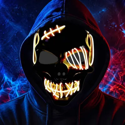 LED-Masker Halloween leuchtend Cosplay Gelb Unisex