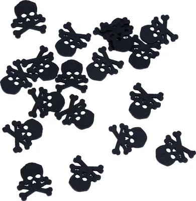 Produktbild von Oblique Unique Konfetti Totenköpfe aus Holz Streudeko Tischdeko für Halloween Deko 18 Stk - schwarz