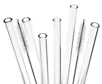 Image de Pailles en verre Bremermann - Lot de 6, longueur 15 cm, avec 2 goupillons de nettoyage