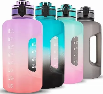 Produktbild von Trinkflasche 2,2L XXL Wasserflasche BPA-frei Sport Fitness Gym mit Griff & Trinkskala-grün/pink