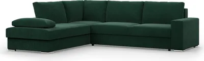 Produktbild von VELANO - Ecksofa mit Schlaffunktion, Bettkastem, Komfort und Still, dunkelgrün