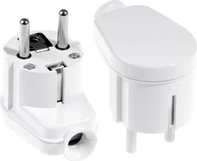 Image de Fiche dénudée, coudée Uni-SCHUKO, 2p+Z ; 16A, 250V ; WT-16U BLANC