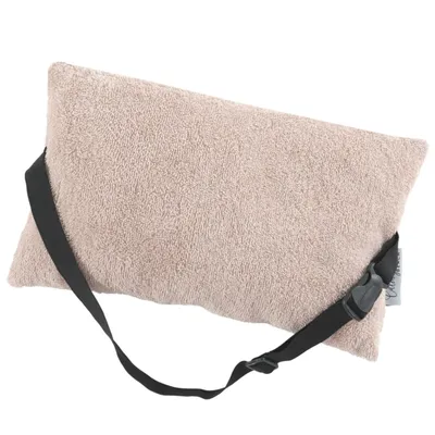 Produktbild von Strandkissen Kopfkissen für Sonnenliege 32x20cm- verstellbares Reisekissen Nackenkissen gefüllt mit Gurt Frottee Bezug Beige