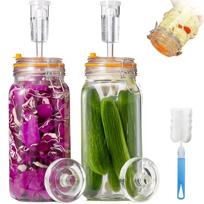 Fermentierglas 2 l Set – 2 Gläser mit Deckel und Gewicht